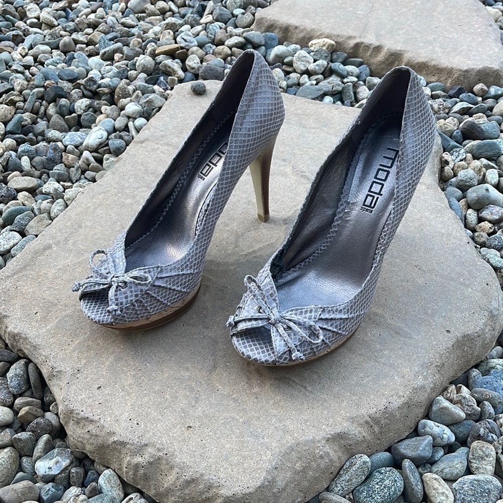 MODA Spana Cork Open Toe Heels. Taupe Size 7.5‎